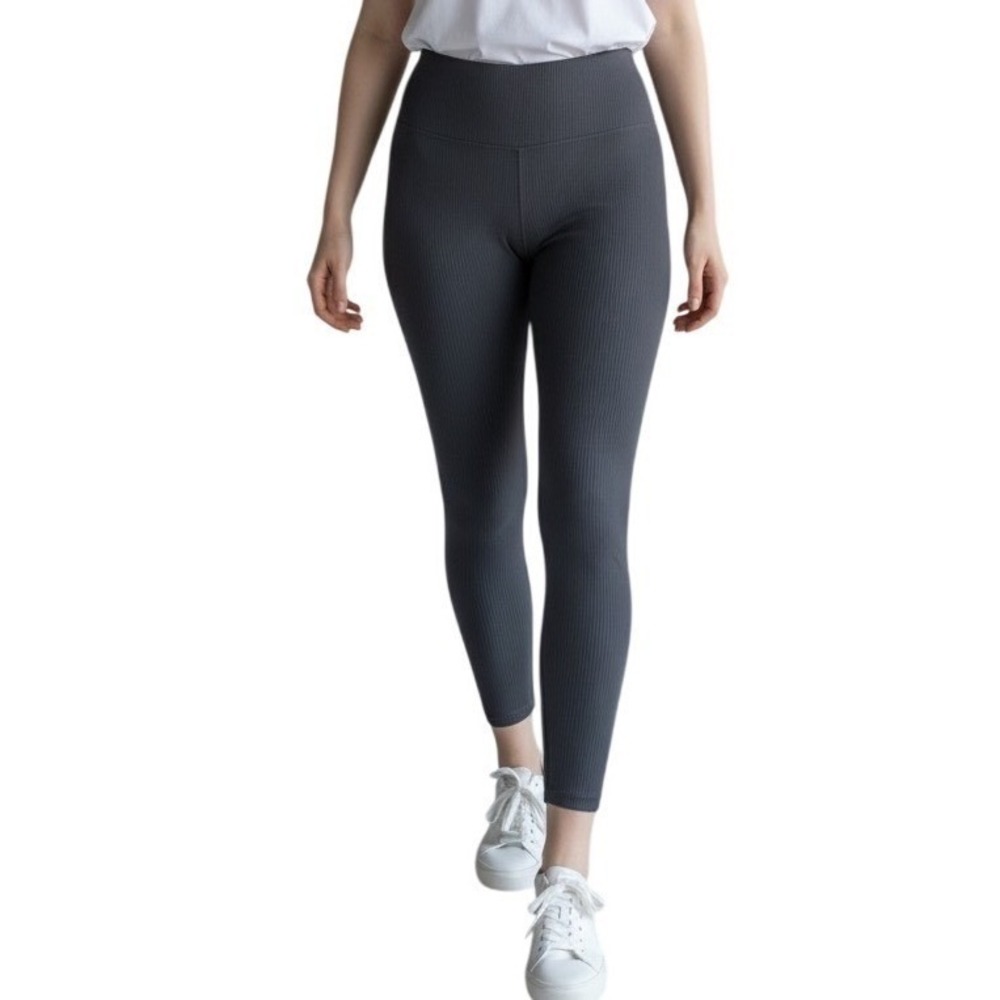 Athleta Elation Rib Tight Leggings Black High Rise Ribbed Womens Medium